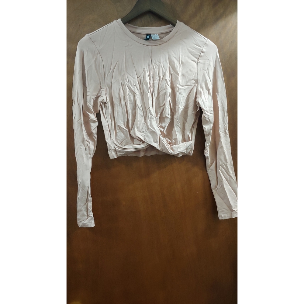 Blush Pink Long Sleeve Twist Shirt